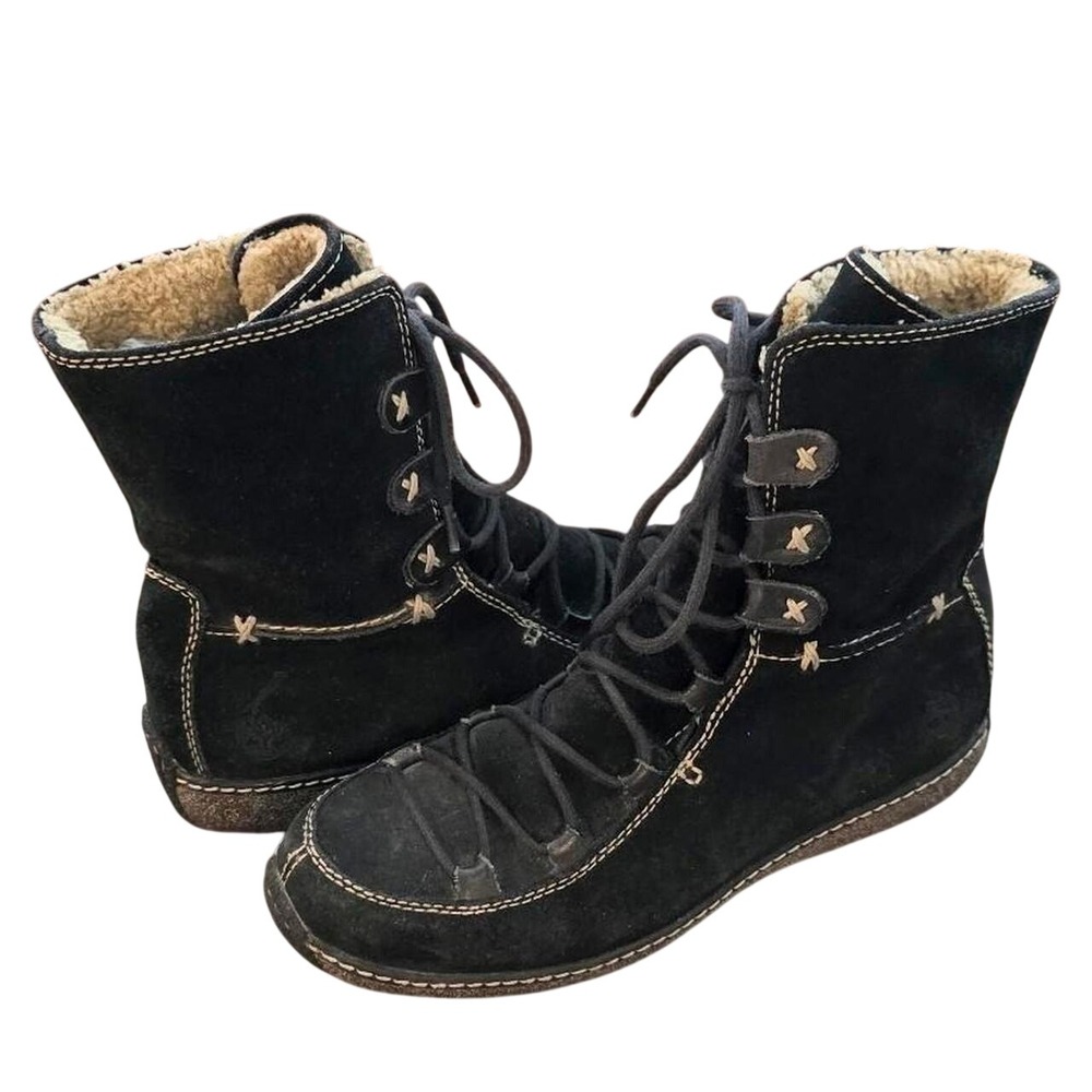 Vintage Timberland Black Suede Lace Up Gorpcore Winter Boots Size 7.5